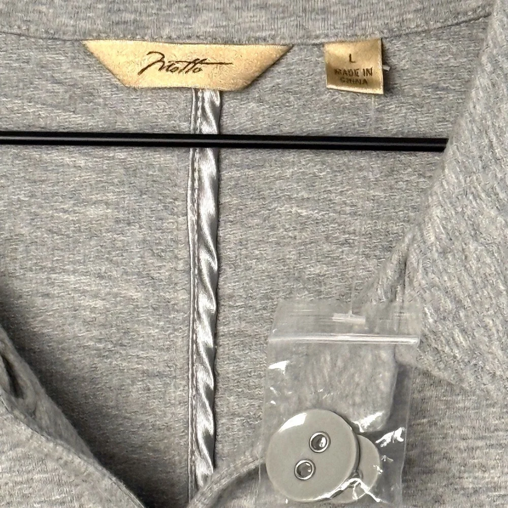 Motto Women's Cropped Pea Coat Heather Gray Pleated Button-Up Size-L NWT